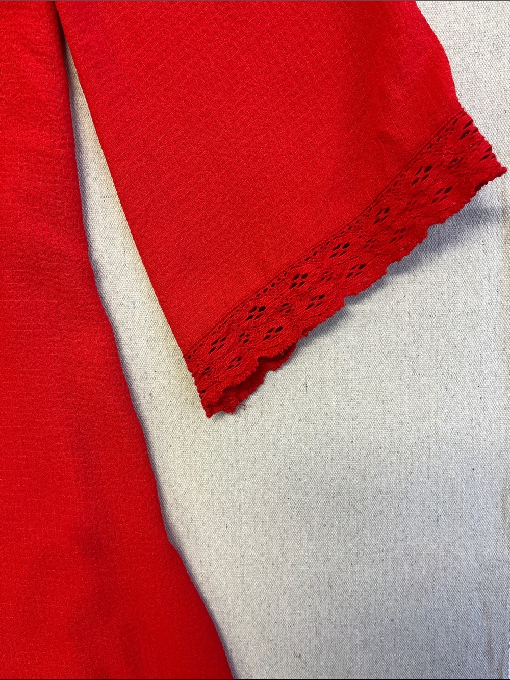 Max Studio Red Lace Trim Shift Dress Women’s Large Boho Chic - Picture 5 of 15
